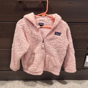 Patagonia Kids Soft Pink Fleece Bear ear Hoodie, 3T